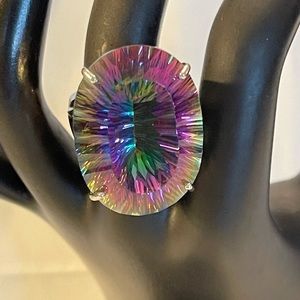 Mystic rainbow topaz ring